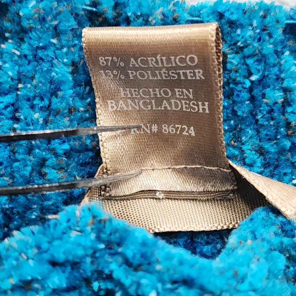 White Stag Sweater Womens M Blue Mock Neck Pull Over Chenille Knit Soft Cozy - Image 4 of 4