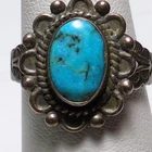 Antique/VTG Southwestern Sterling Silver JP Turquoise Ring Sz 6 Fred Harvey Era