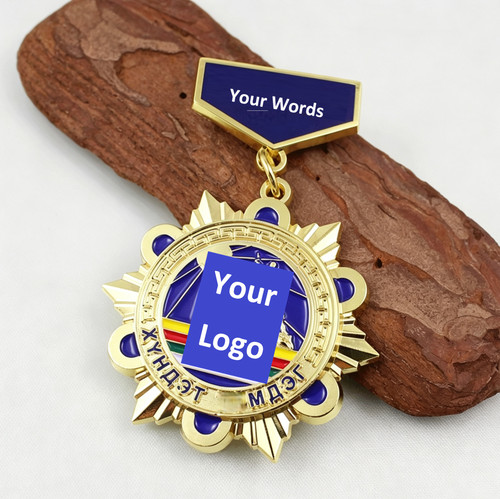 Custom Metal Award Medal Badge Engraved Logo Honor Corporate Commemorative Gift