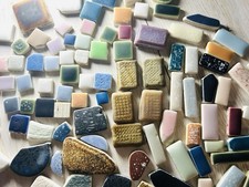 sea glass pottery Surf-Tumbled Various Patterns Tile  small to medium
