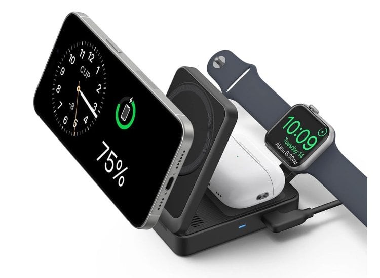 Anker MagGo Wireless Charging Station (15W, Foldable 3-in-1) Black