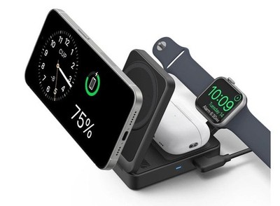 Anker MagGo Wireless Charging Station (15W, Foldable 3-in-1) Black