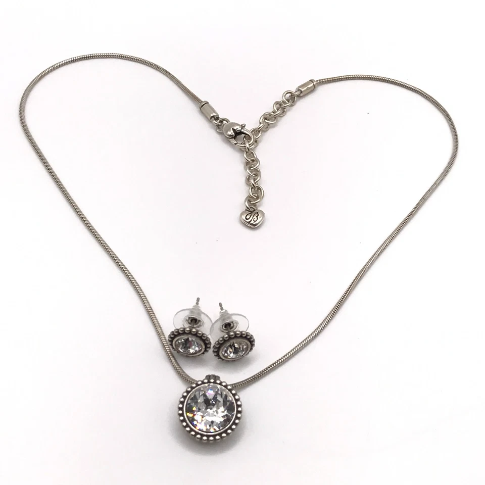 Lote de collar y pendientes Brighton colgante de cristal brillante placa de plata cadena serpiente Foto 2 de 4