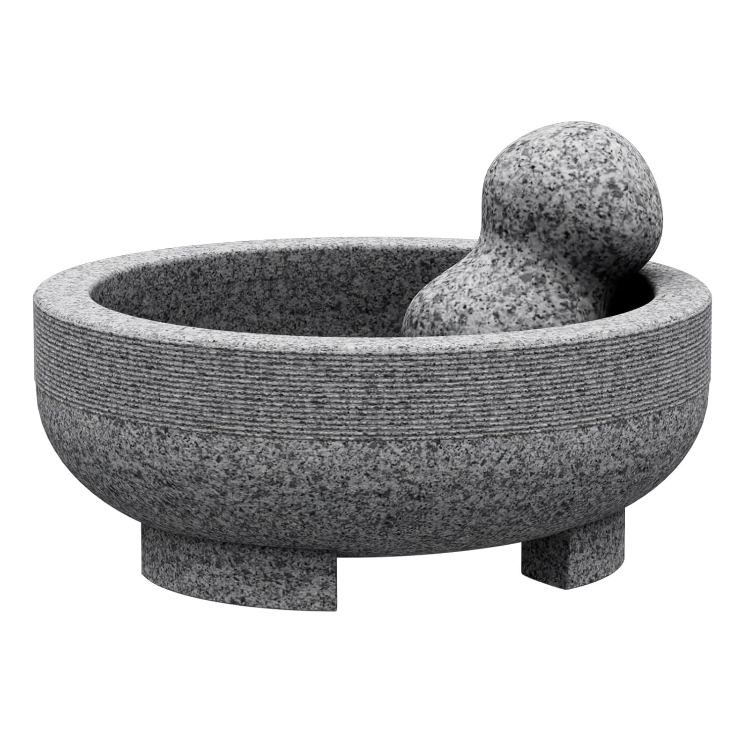 Large Mortar and Pestle - 4 Cup Unpolished Granite Bowl Molcajete Mexican Mortar