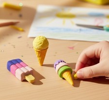 Lot Of 3 Miniature 1" 3D Erasers DIY Puzzle Creative Brand Sweets Variety Pack