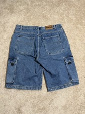 Webs Baggy Cargo Jean Shorts Size 42 Hip Hop Jorts Wide Leg Skate Y2K 90s Blue