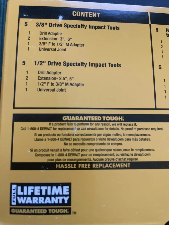 DeWalt 10 Pc Impact 3/8” And 1/2” Drive Acces Set DWMT 74741 - Image 3 of 3