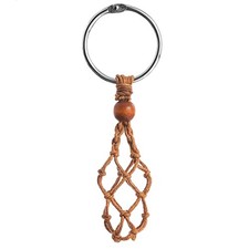 Diy Keychain Unfinished Macrame String Lanyard Stone Crystal Holder Small Brown