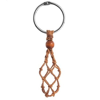 Diy Keychain Unfinished Macrame String Lanyard Stone Crystal Holder Small Brown