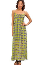 VINCE CAMUTO 'Tribal Maze' Green, Black & White Maxi Dress - SMALL- NWT $119.00
