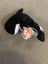 Ty Beanie Babies Waves the Orca Whale 4084 RARE PVC PELLETS    