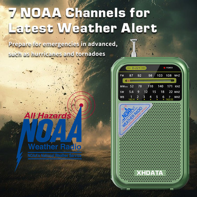 XHDATA NOAA Weather Radio D221 Portable AM FM Shortwave Receiver Battery Powered