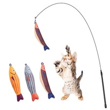 3 PCS PAZ'S GIFT Catnip Fish Cat Wand Toys Interactive Sounding Kick Teaser