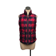 J Crew Vest Womens Small Quilted Puffer Buffalo Plaid Sleeveless Outdoor
