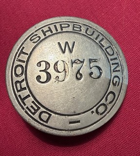 Vintage DETROIT SHIPBUILDING CO. Employee Badge #3975