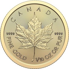 Canada Gold Maple Leaf - 1/10 oz - $5 - .9999 Fine - Random Date 4588.10 per troy oz