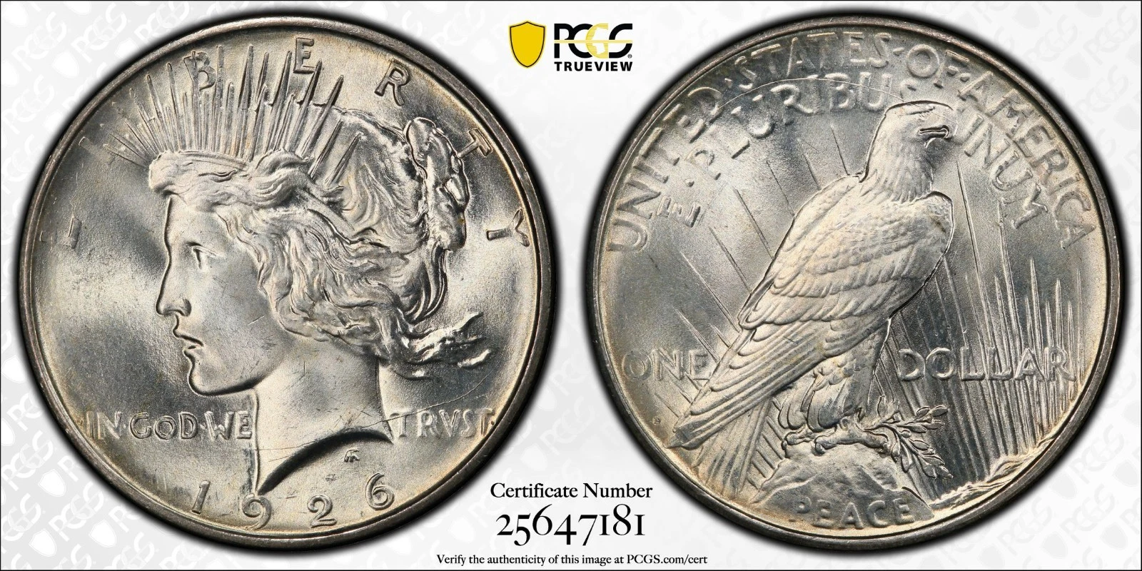 1926 D PCGS MS66+ CAC Peace Silver Dollar