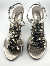 Silver Shiny The Touch of Nina Women's 3" High Heel Shoes, Sz. 7