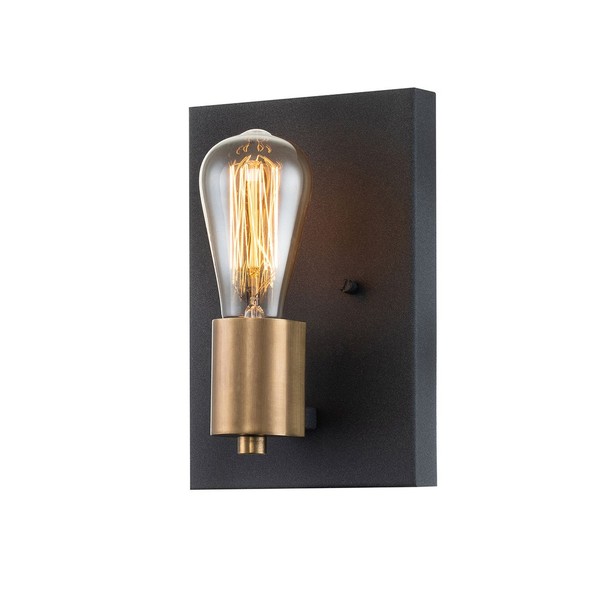 Wandleuchte Metall Eckig H: 22,5 Cm In Zink Messing Antik E27 Vintage Wand Lampe-image