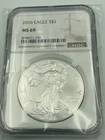 2016 $1 American Silver Eagle NGC MS69 Brown Label