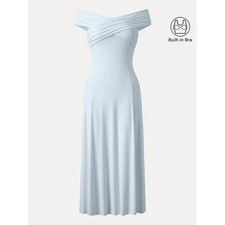 OGL Flowy Criss Cross Off-shoulder Midi Brami Dress SIZE L NWT