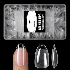 Short Almond Nail Tips, 240Pcs Half Matte Clear Soft Gel XS Short Almond Nails T