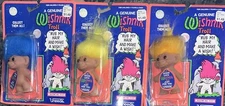 Lot of 3 1991 - 3" GOOD LUCK WISHNIK UNEEDA Troll Dolls