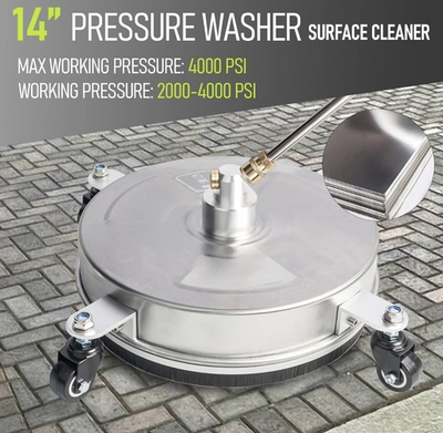 #ad 14quot; Pressure Washer Surface Cleaner with 4 Wheels Stainless Steel Housing $45.00