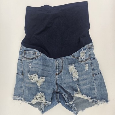 Song Maternity Shorts Denim Distressed Cut Off Size S