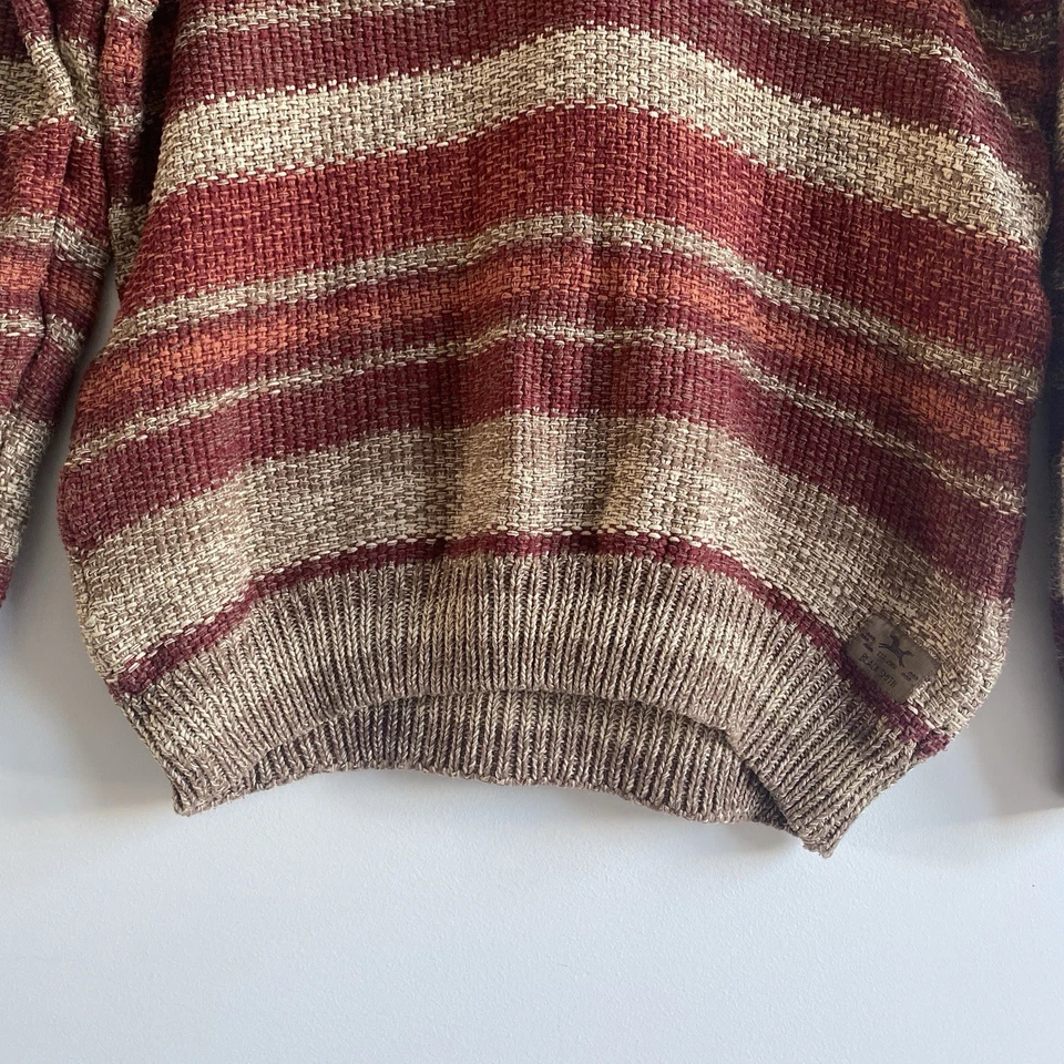 Mango Hombres Rayas Rojo Beige Chal Cuello Suéter Talla L Cottagecore Boho Hi... - Imagen 2 de 4