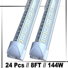 24PC 8FT LED Shop Light 144w T8 Linkable LED Light Fixture For Garage Warehouse