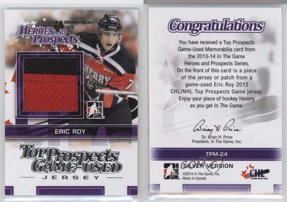 2013 ITG Heroes and Prospects Silver Jersey Montreal Card Show 1/1 Eric Roy 2a8 - Image 3 of 3
