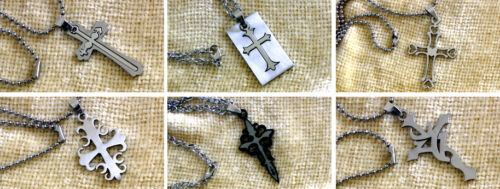 Mens Stainless Steel Fashion Cross Necklace Pendant USA - Afbeelding 1 van 12