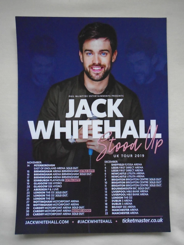 JACK WHITEHALL Live theatre event "Stood Up" 2019 UK Tour Promotional tour flyer