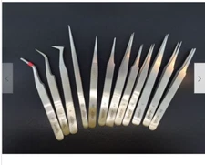 12 PieceTweezer Set Tool Non Magnetic Antimagnetic Stainless Steel Hobby Crafts