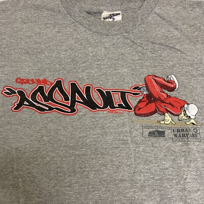 Vintage 90s Hip Hop BBOY Urban Warfare Short Sleeve Gray L Tee