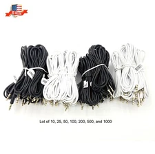 100 Aux Cables Wholesale Bulk Lot 2m/6.6ft 3.5mm MP3 Music Audio Extension Cable