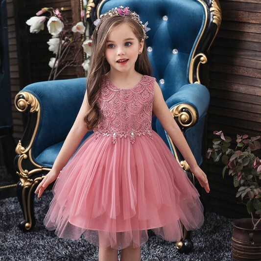 Disfraz Niña Princesa Vestido Rosa Tüll Algodón Fiesta Boda Carnaval