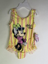 Disney Minnie Mouse One Piece Vertical Stripes Swim Swimsuit Swimwear Girls 3T