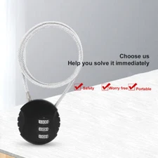 Digit Lock Combination Cable Lock Code Steel Anti-Theft Wire 3 Bicycle Security