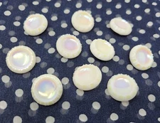 10 pcs Iridescent AB White Molded Plastic Sewing Dress Buttons Round 22mm VTG