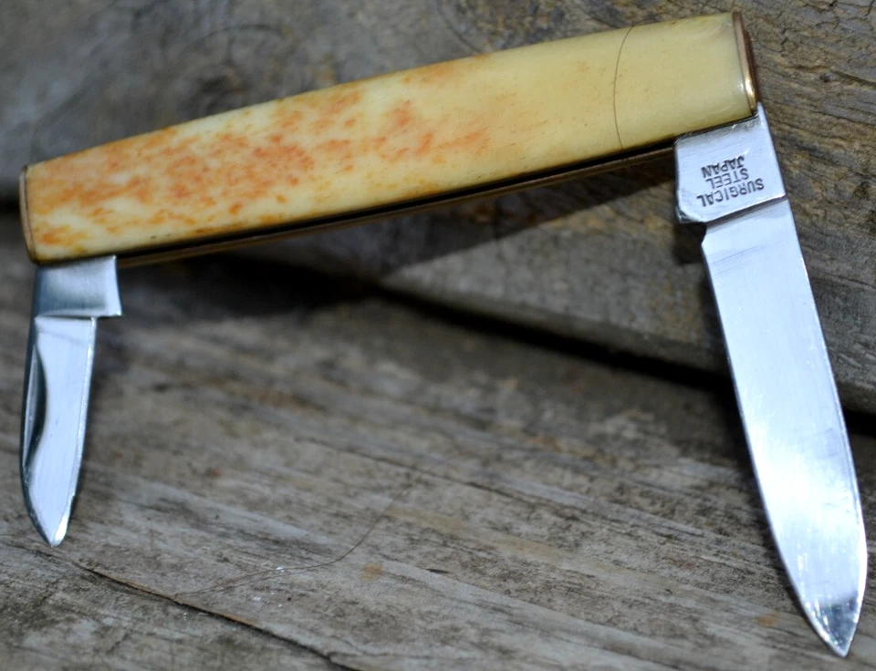 Navaja de Bolsillo de Colección Parker Eagle Brand Cut Co. Dos Hoja SS Mango de Hueso Japón Foto 2 de 4