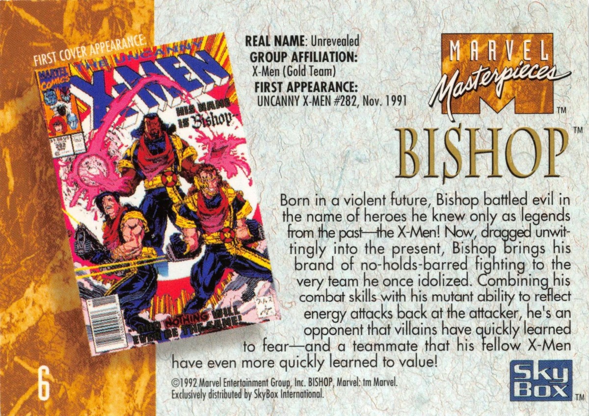 BISHOP / 1992 Marvel Masterpieces BASE Trading Card #6 - Art