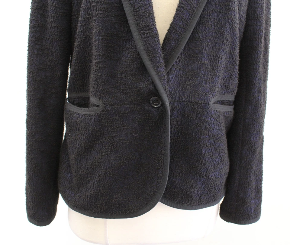 Куртка блейзер Cartonnier Anthropologie темно-синяя черная Nubby Tweed размер 12 - Изображение 2 из 4