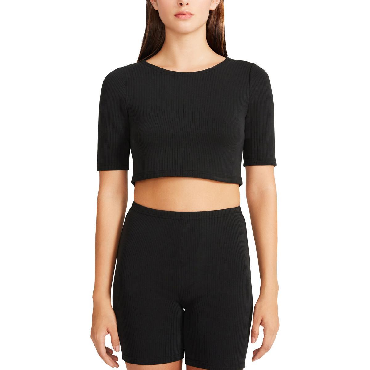 Женский черный укороченный пуловер-топ-рубашка BB Dakota by Steve Madden L BHFO 5799