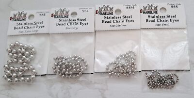 Stainless Steel Bead Chain Eyes Hareline Small Medium Large XLarge