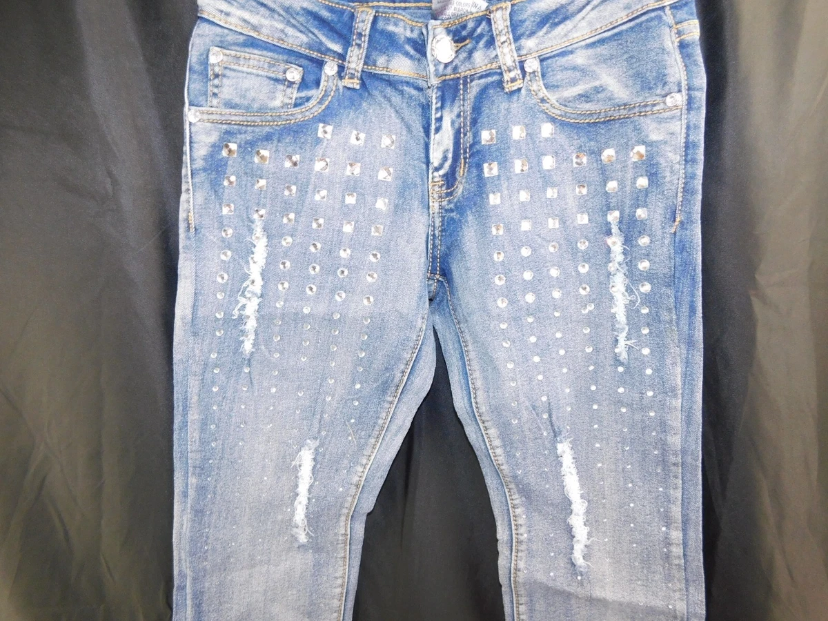 Para Company Denim Jeans Stretchy Skinny Jeans Rhinestones