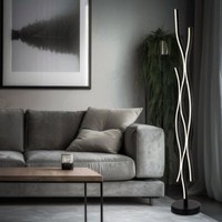 Stehleuchte Standlampe Wohnzimmerlampe Led Metall Schwarz-Matt H 135 Cm