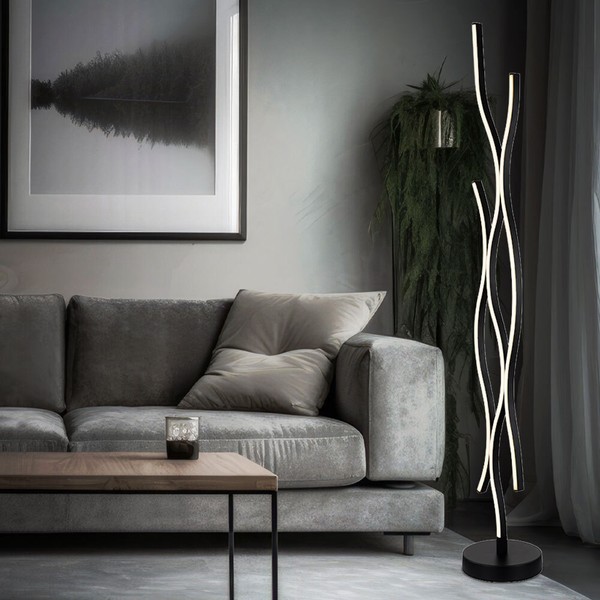 Stehleuchte Standlampe Wohnzimmerlampe Led Metall Schwarz-Matt H 135 Cm-image