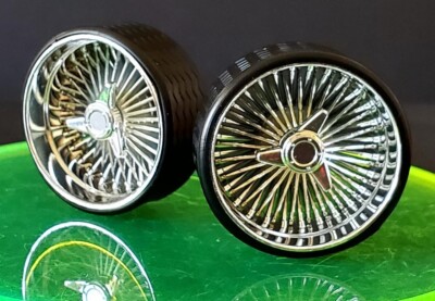 HOPPIN HYDROS 1/24-1/18 SUPER SPOKES Zenith 3 Prong Cap LOWRIDER Rim Tire Chrome